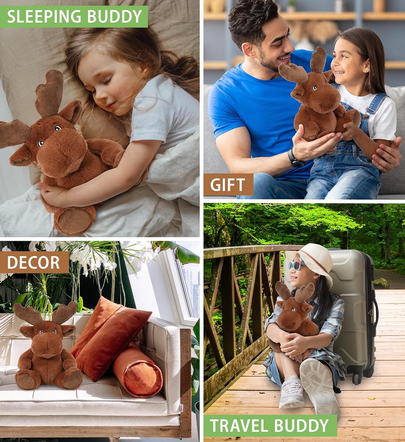 DolliBu Moose Eco-Friendly Plush Toy 9 Inches