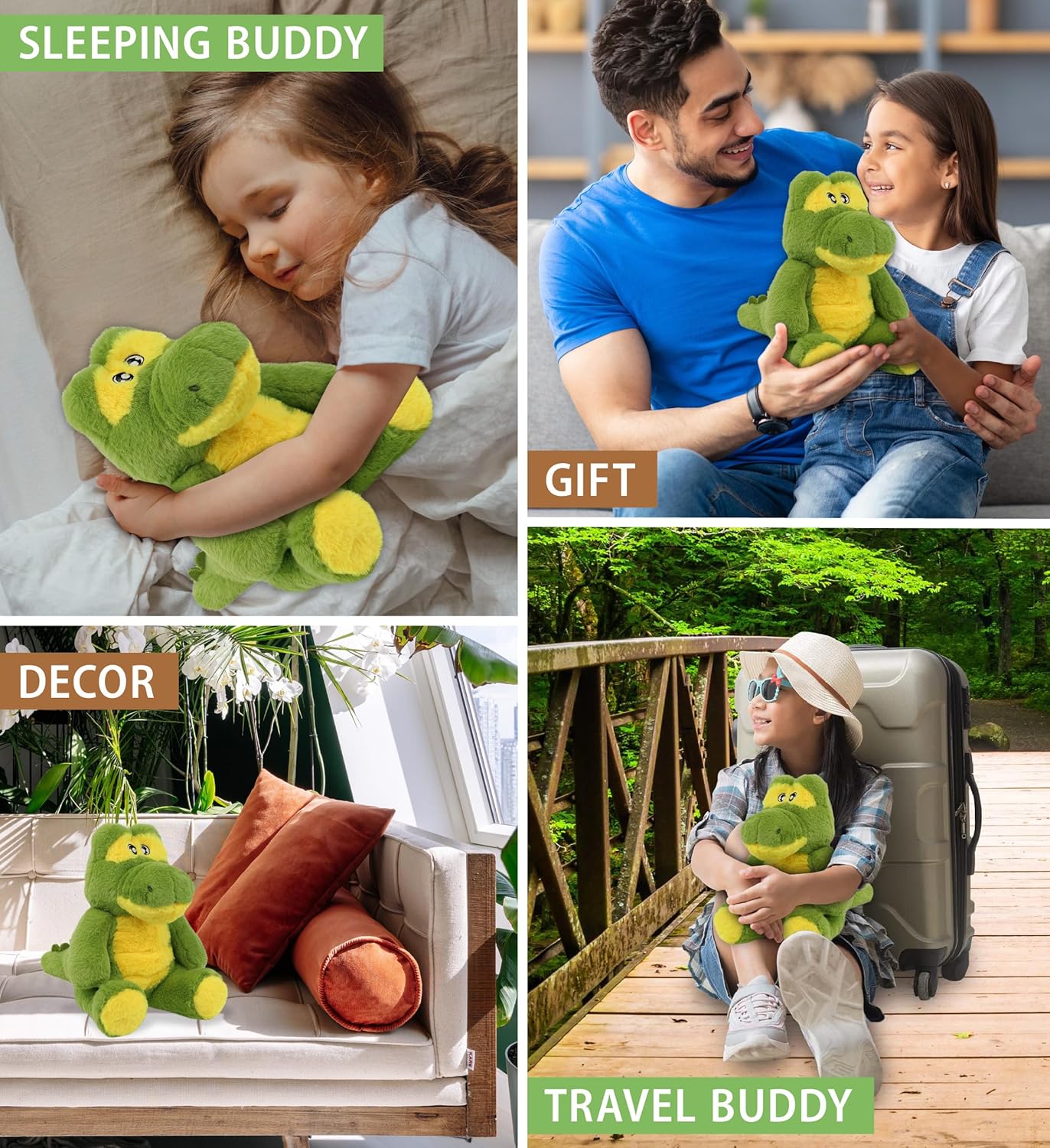 DolliBu Alligator Plush Toy Soft Eco-Friendly 9 Inches
