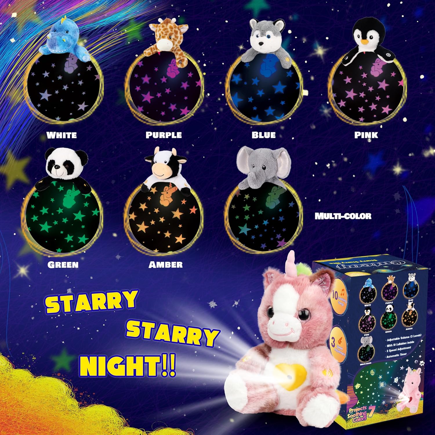 Cuteoy Plush Unicorn Star Projector Night Light 1