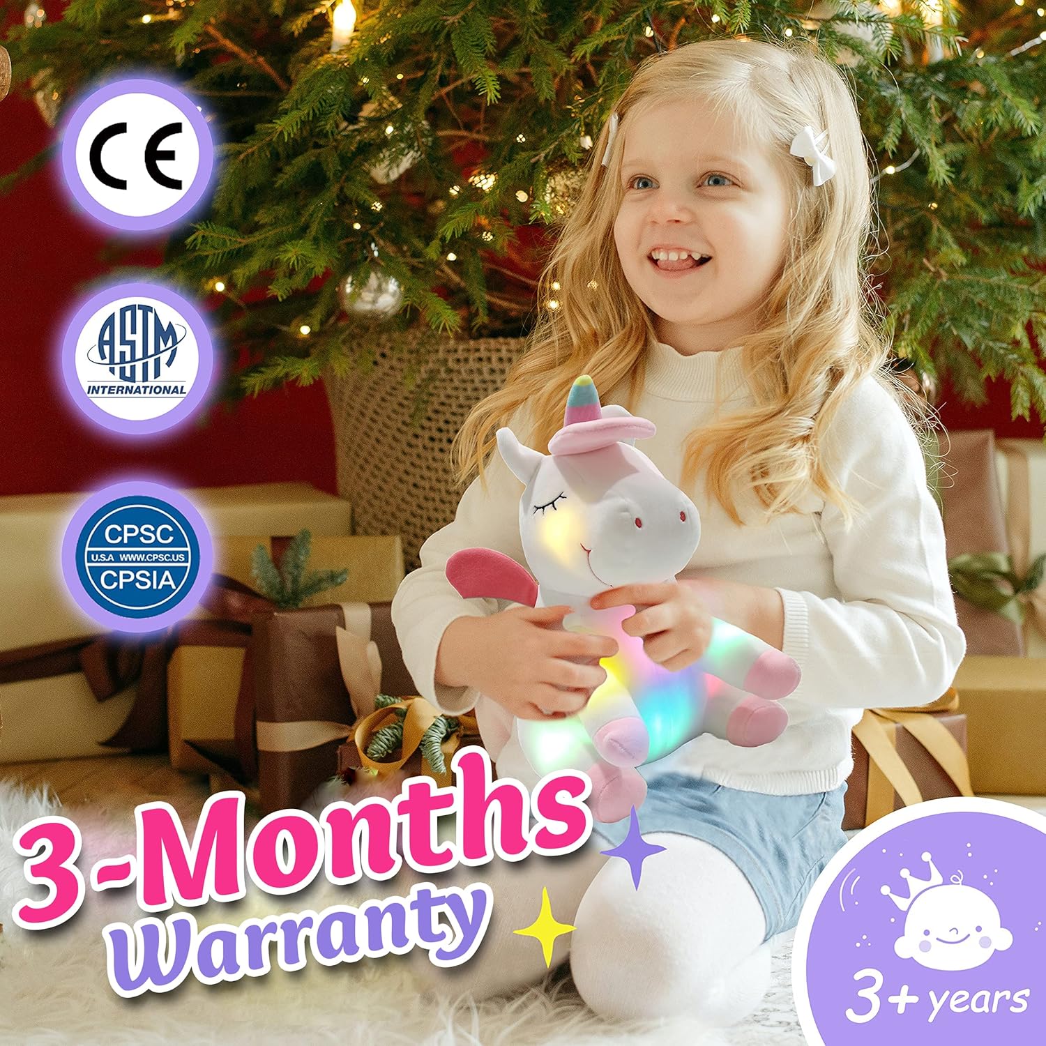 Athoinsu 12 Inch Light Up Unicorn Plush Toy