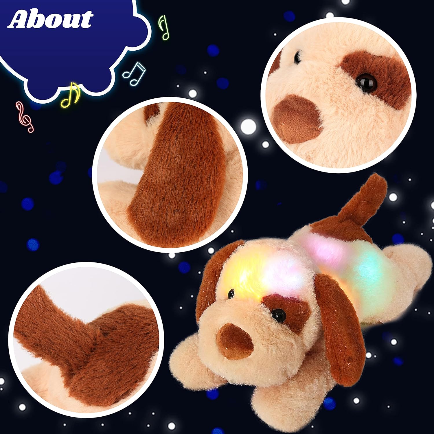 Cuteoy Musical Plush Dog with LED Light-up Nightlight Toy