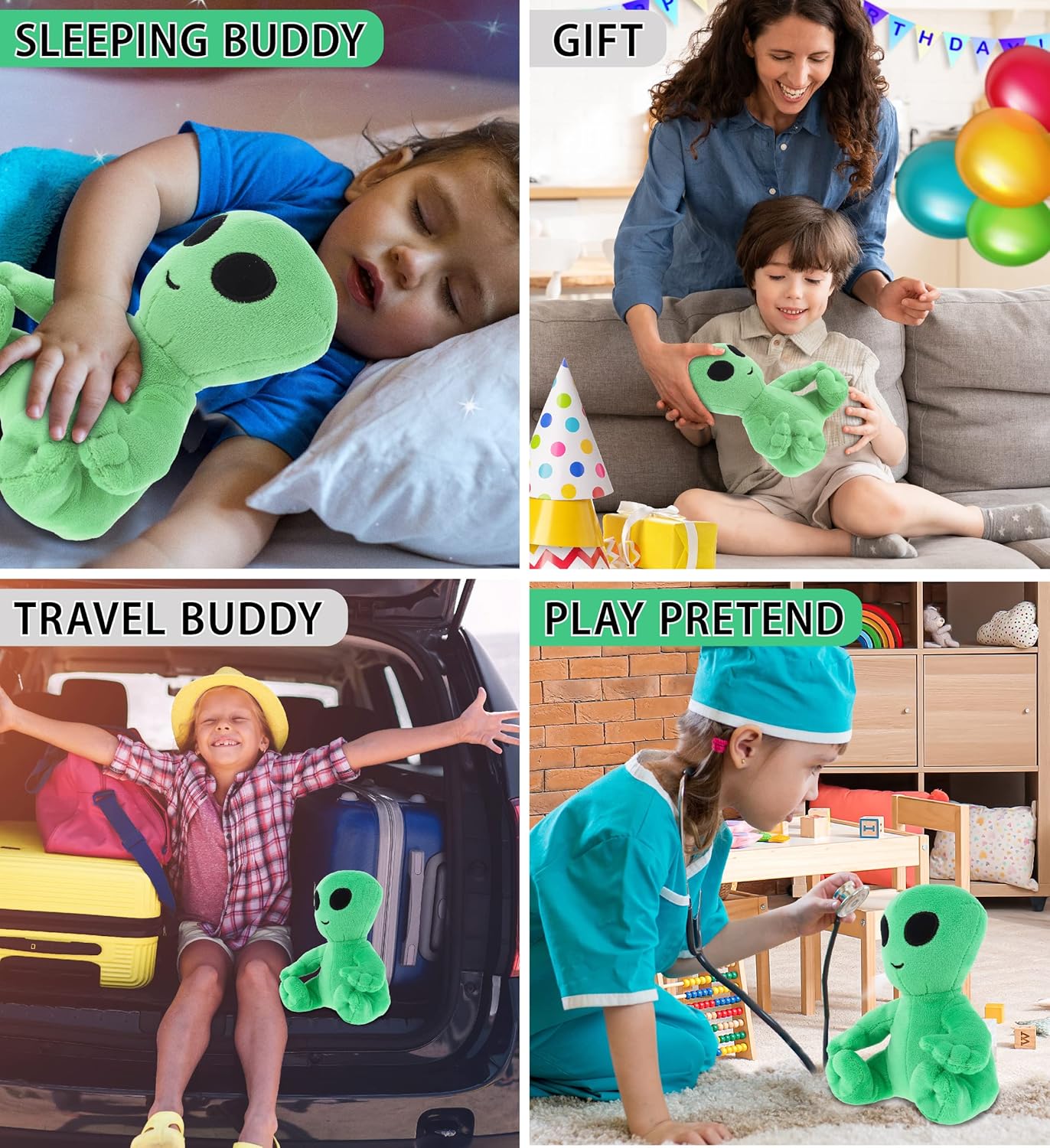 DolliBu Green Alien Plush Toy 6 Inches