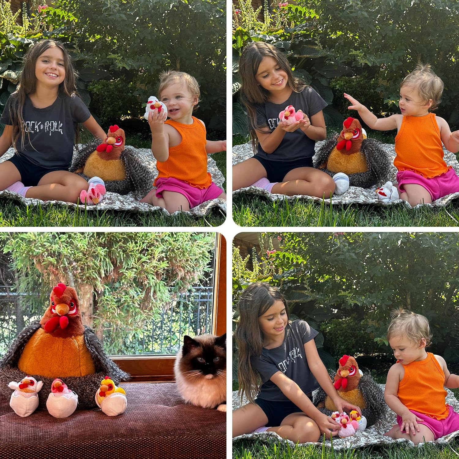 BENINY Farm Hen Plush Toy with Baby Chicks and Coop