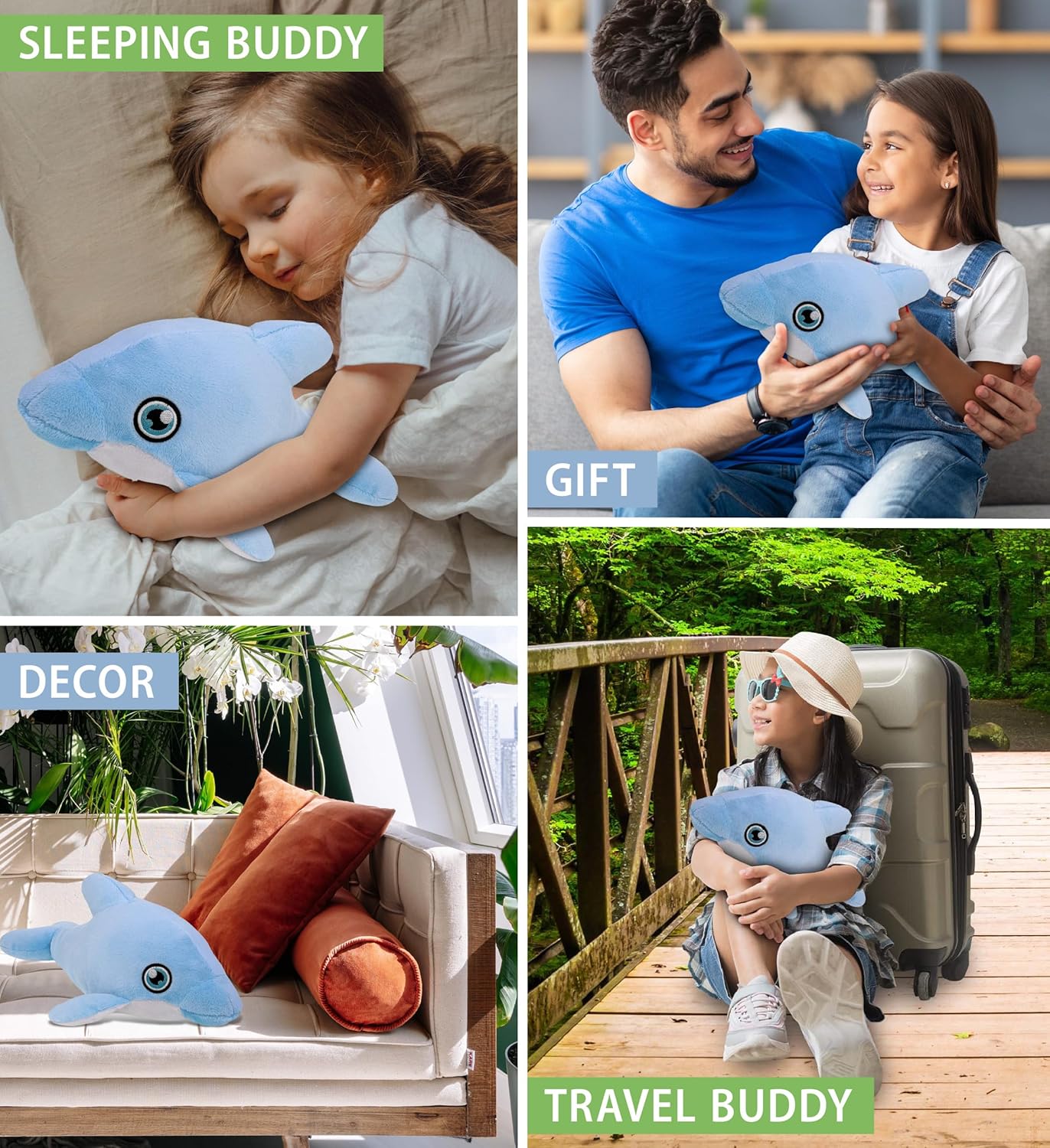 DolliBu Dolphin Eco-Friendly Plush Toy - 135 Inch