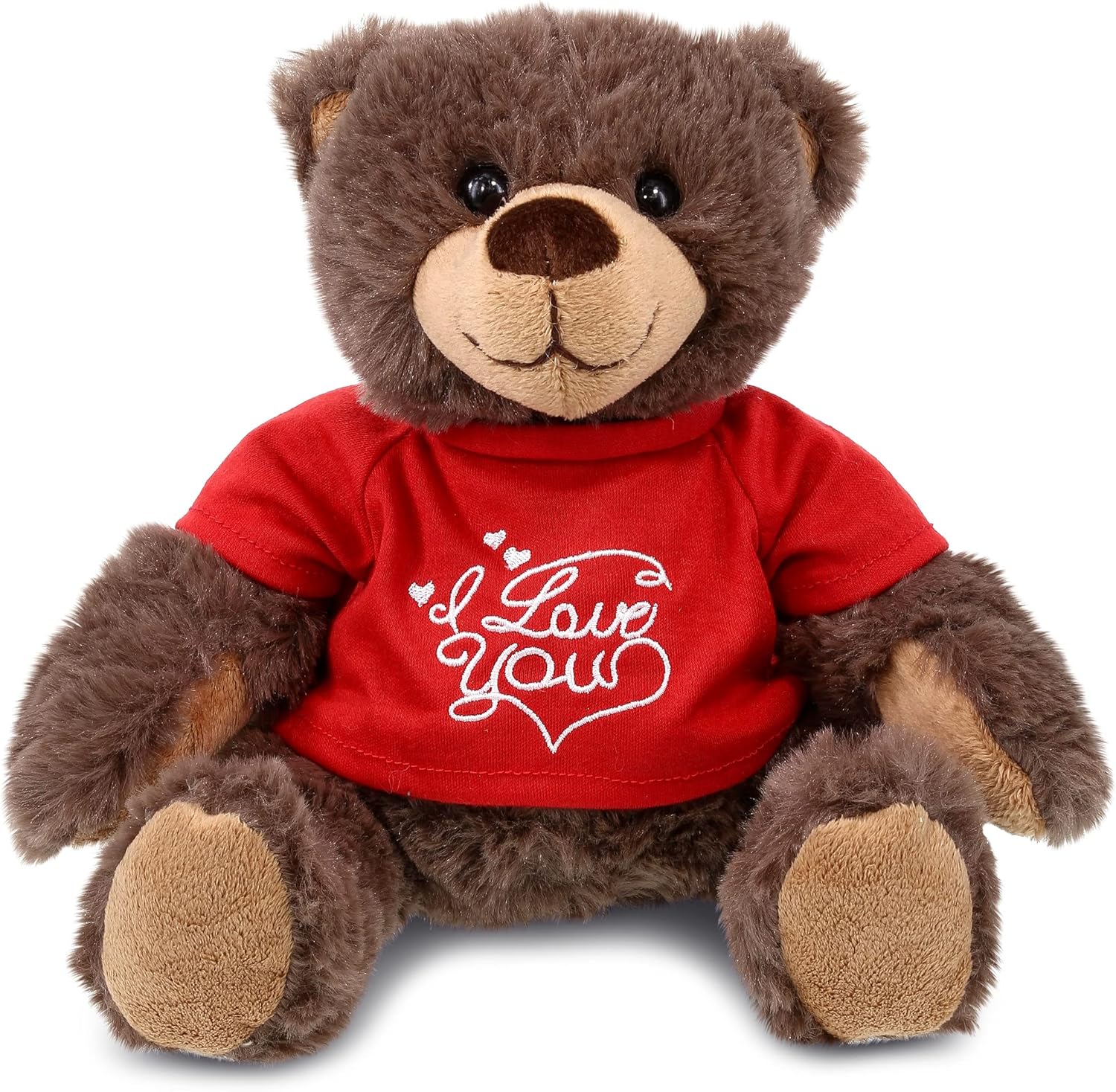 DolliBu Brown Bear Plush with Red Shirt