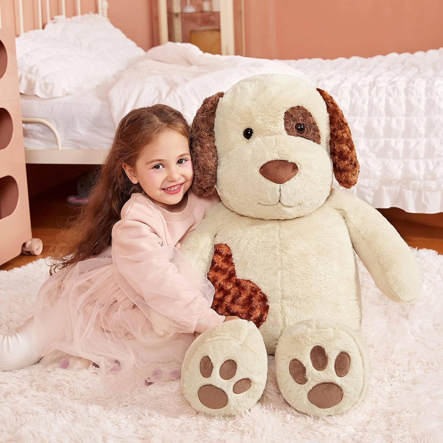 IKASA Giant Dog Stuffed Plush Toy - 30 Inches Light Brown