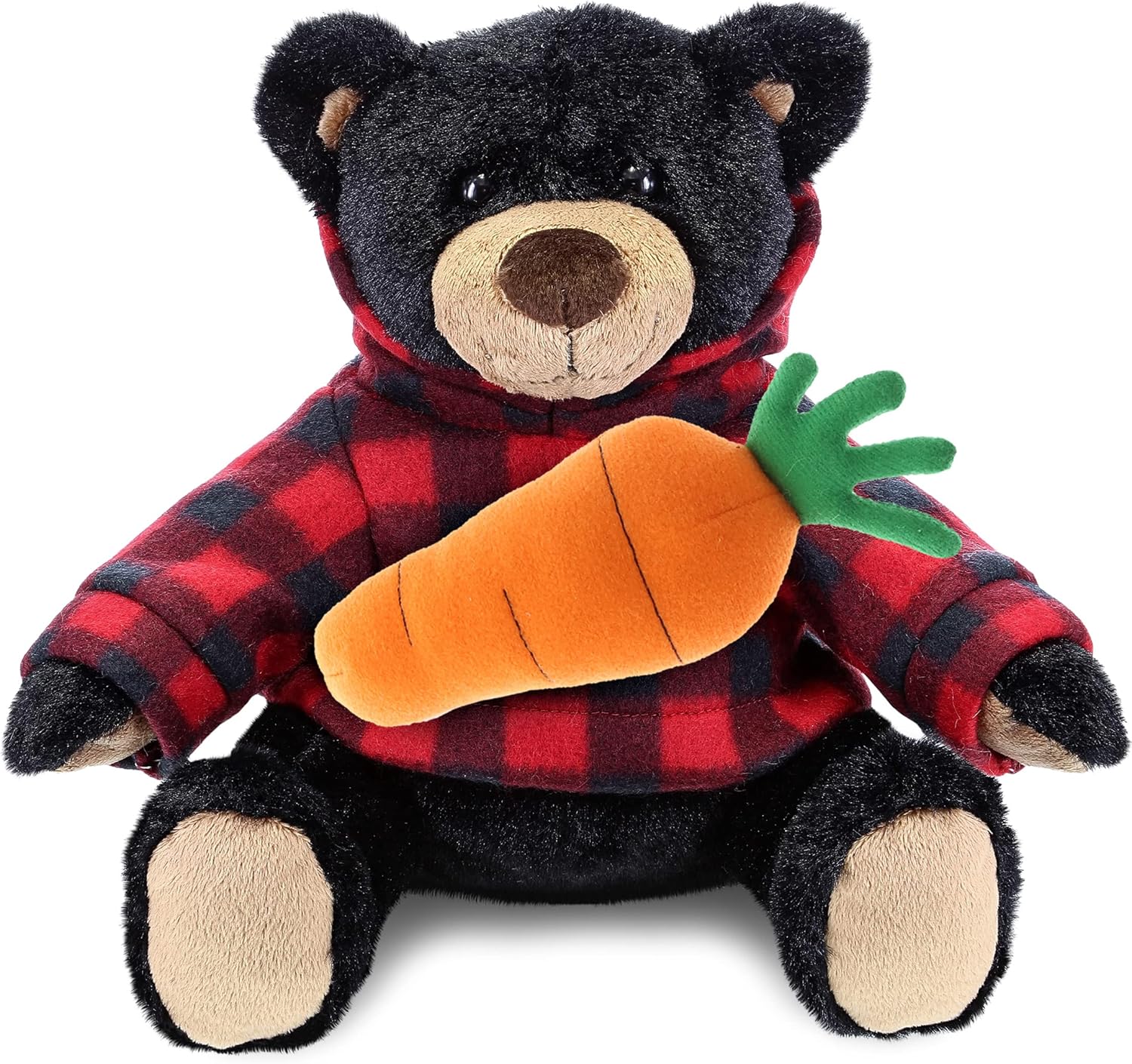 DolliBu Happy Easter Plush Black Bear with Carrot - 10 Inch
