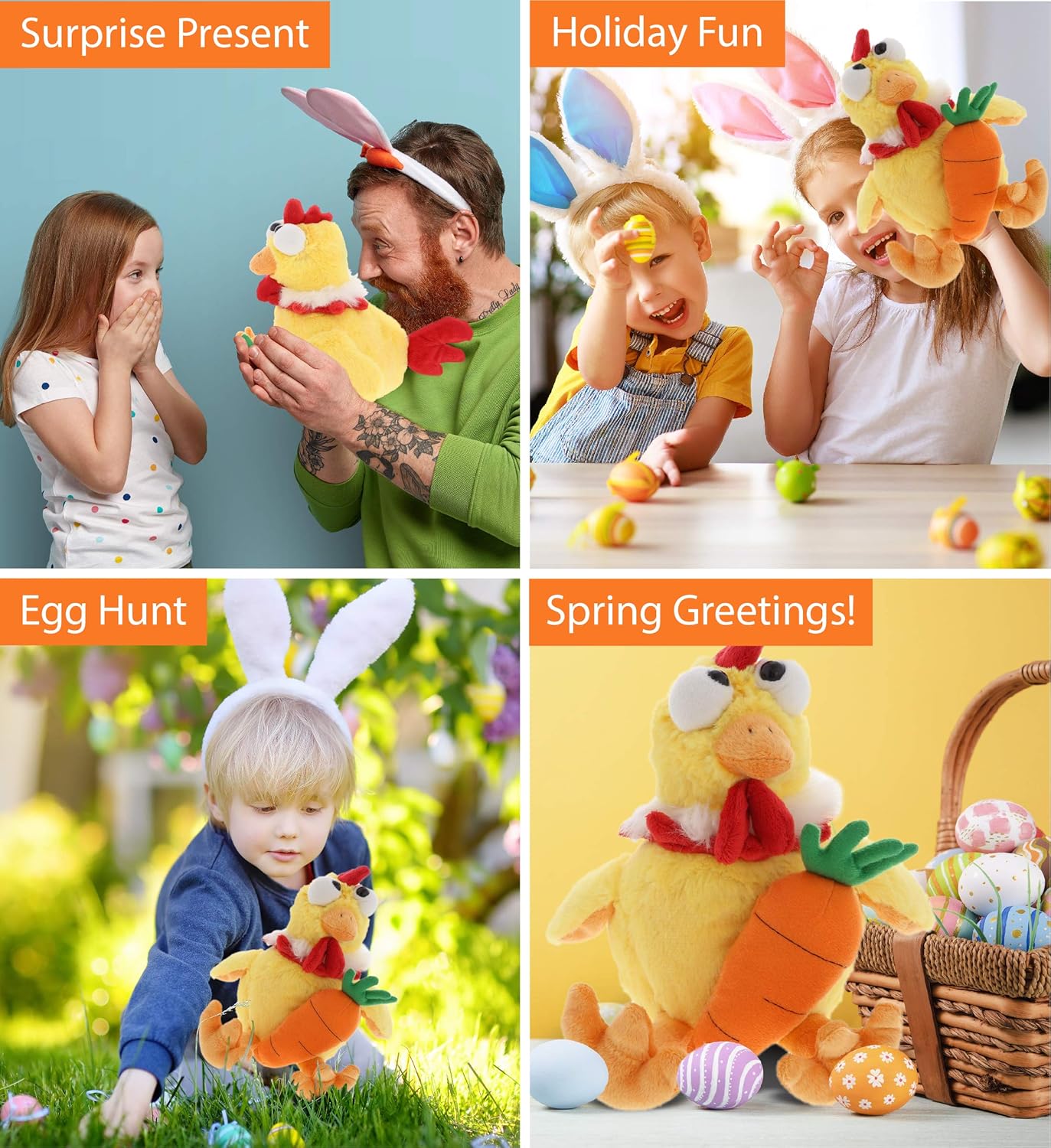 DolliBu Happy Easter Soft Plush Rooster with Carrot