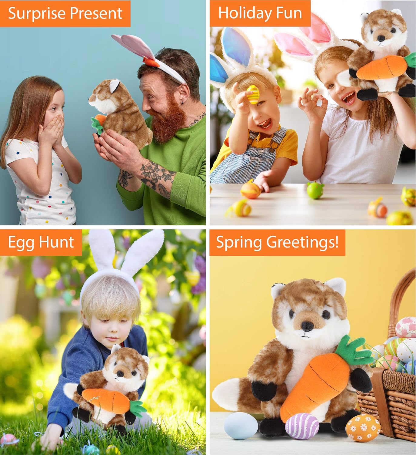 DolliBu Happy Easter Soft Plush Fox with Carrot