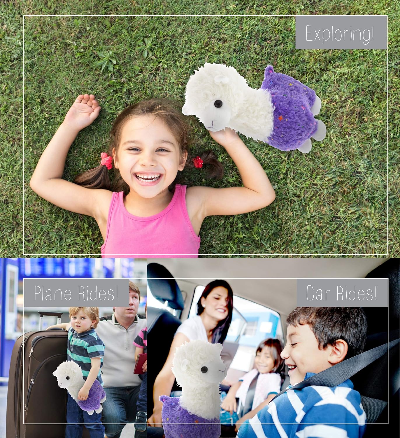 DolliBu Sparkle Purple Llama Plush 115 Inch Huggable Stuffed Animal