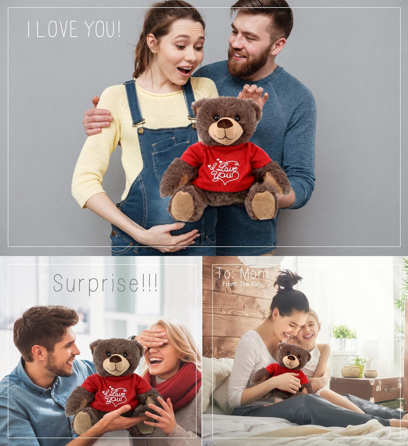 DolliBu Brown Bear Plush with Red Shirt