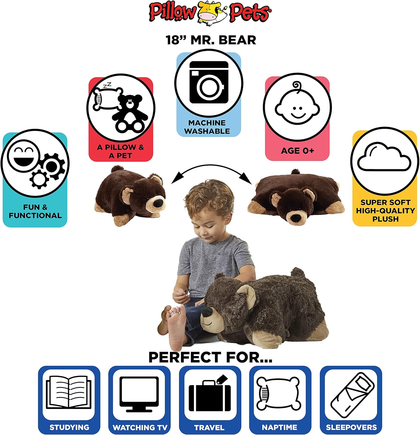 Pillow Pets Originals Mr Bear 18 Plush Pillow Toy