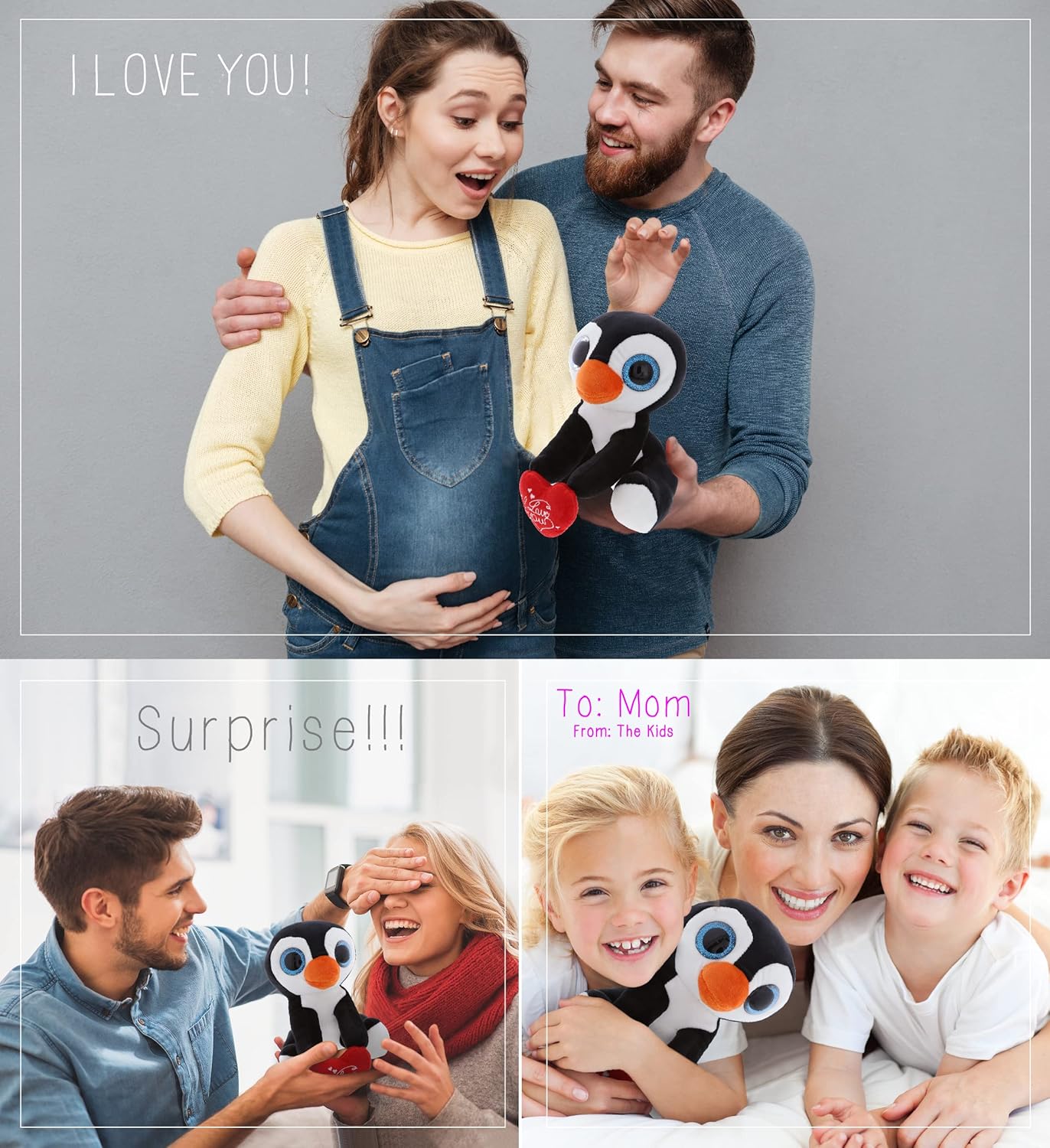 DolliBu I Love You Valentine Penguin Plush 8 Inch