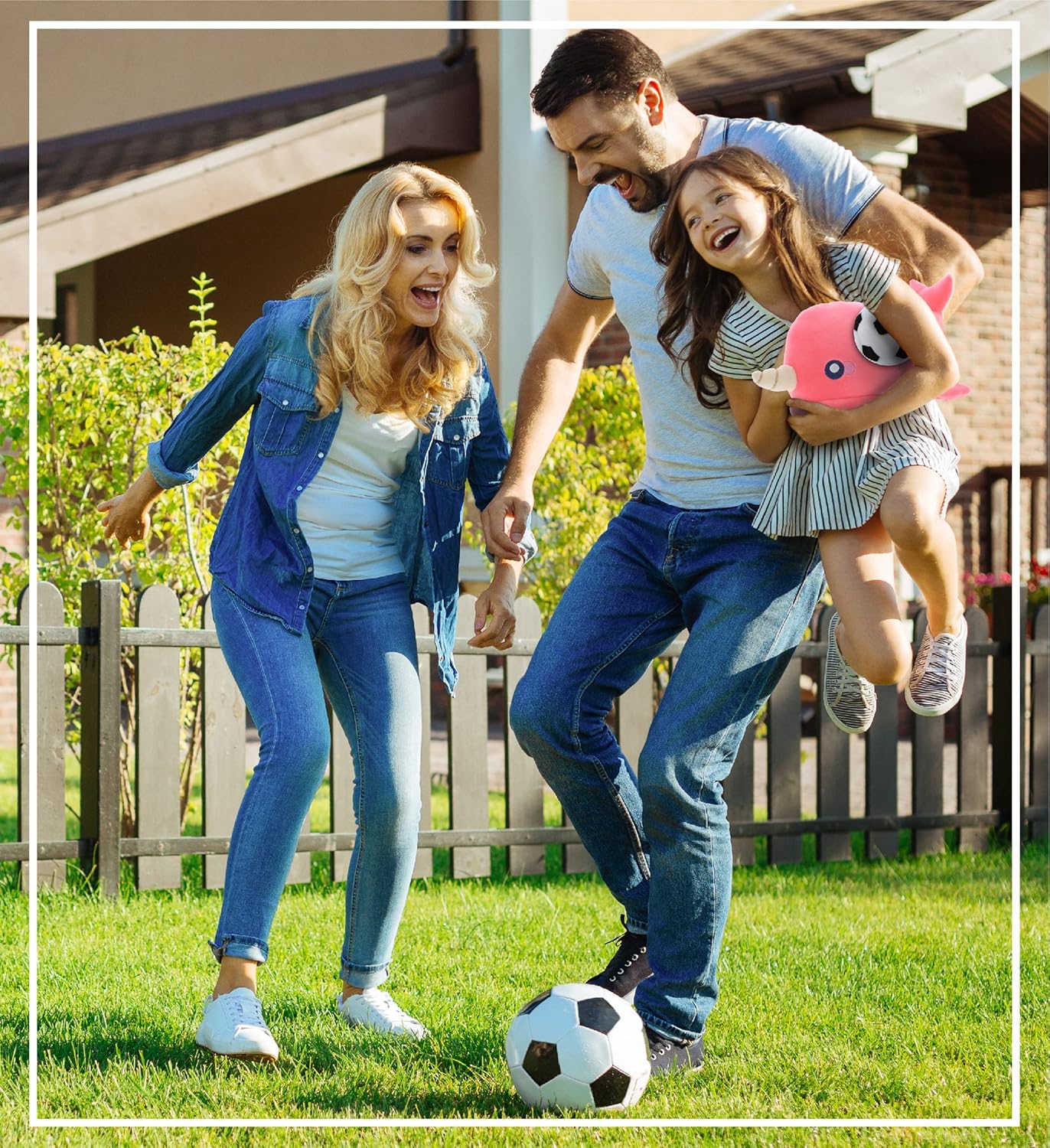 DolliBu Pink Narwhal Plush with Soccer Ball - 1175 Inch