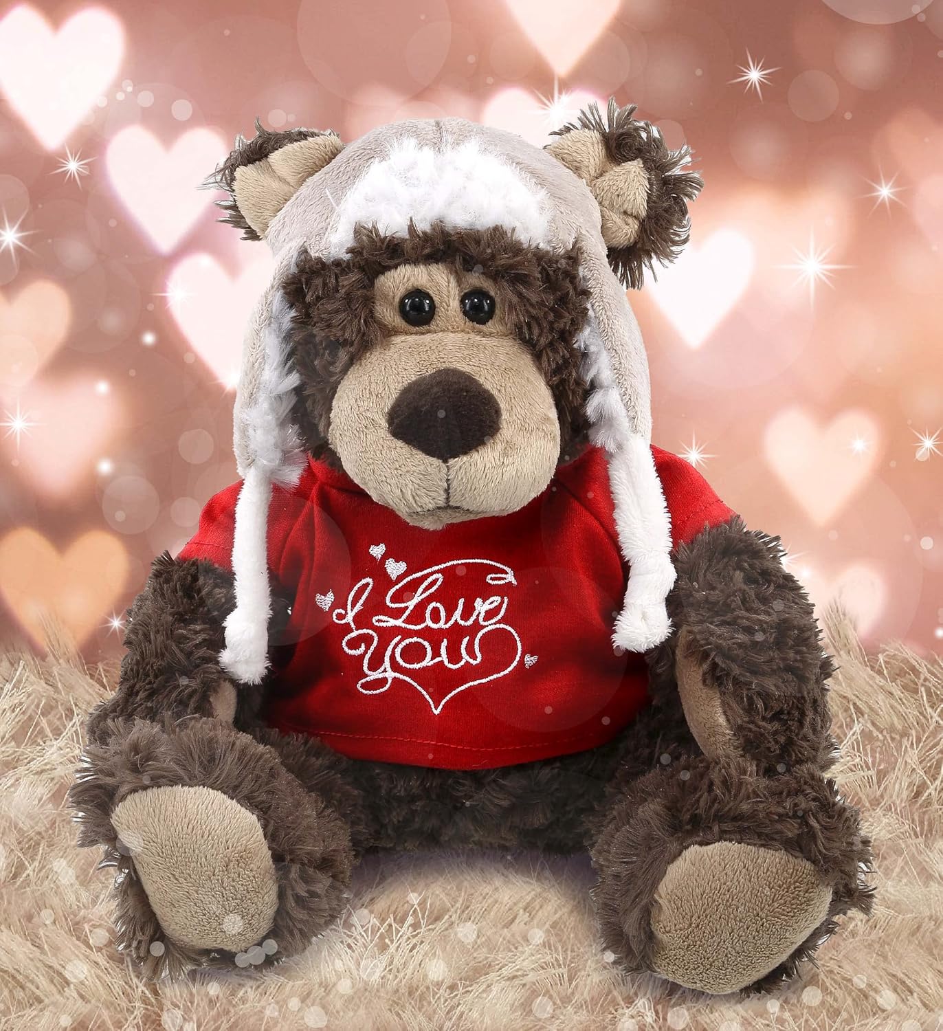 DolliBu I Love You Valentine Grizzly Bear 10 Inches