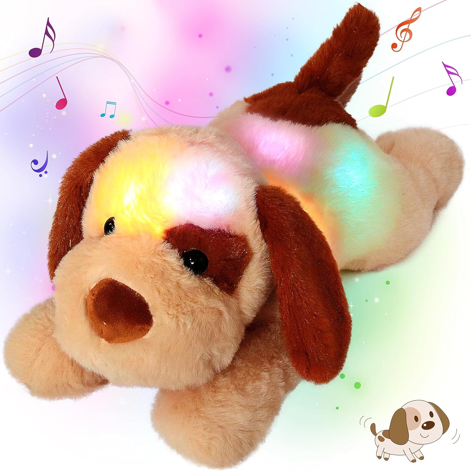 Cuteoy Musical Plush Dog with LED Light-up Nightlight Toy