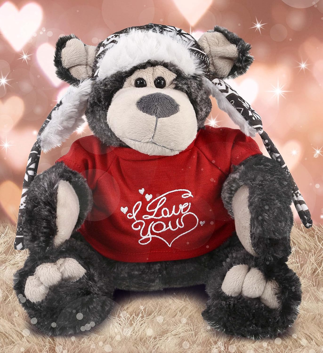 DolliBu Personalized I Love You Black Bear Plush - 125 Inches