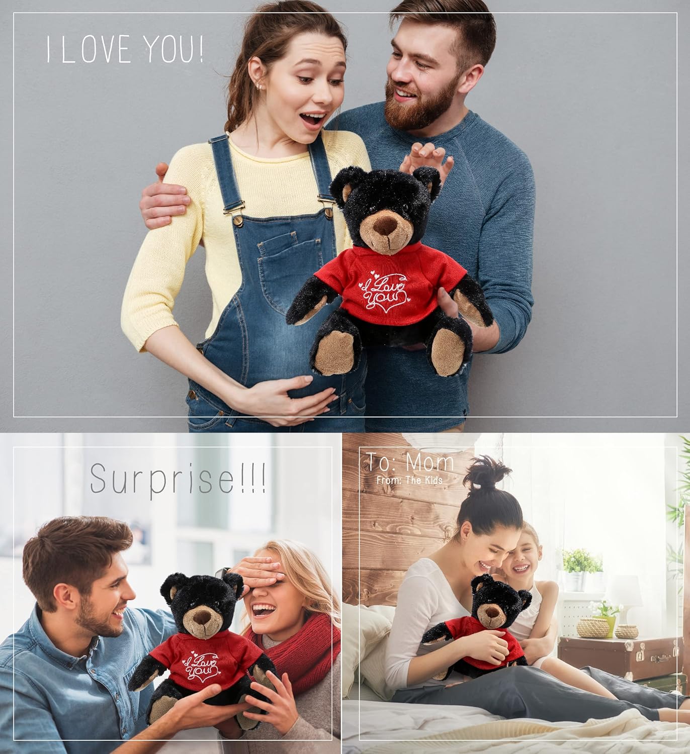DolliBu I Love You Valentine Plush Black Bear