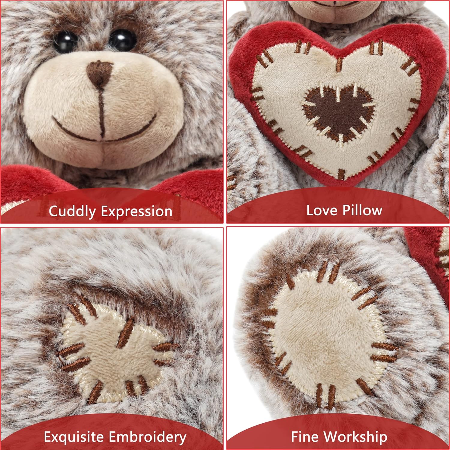 10 Inch Plush Teddy Bear with Red Heart Pillow