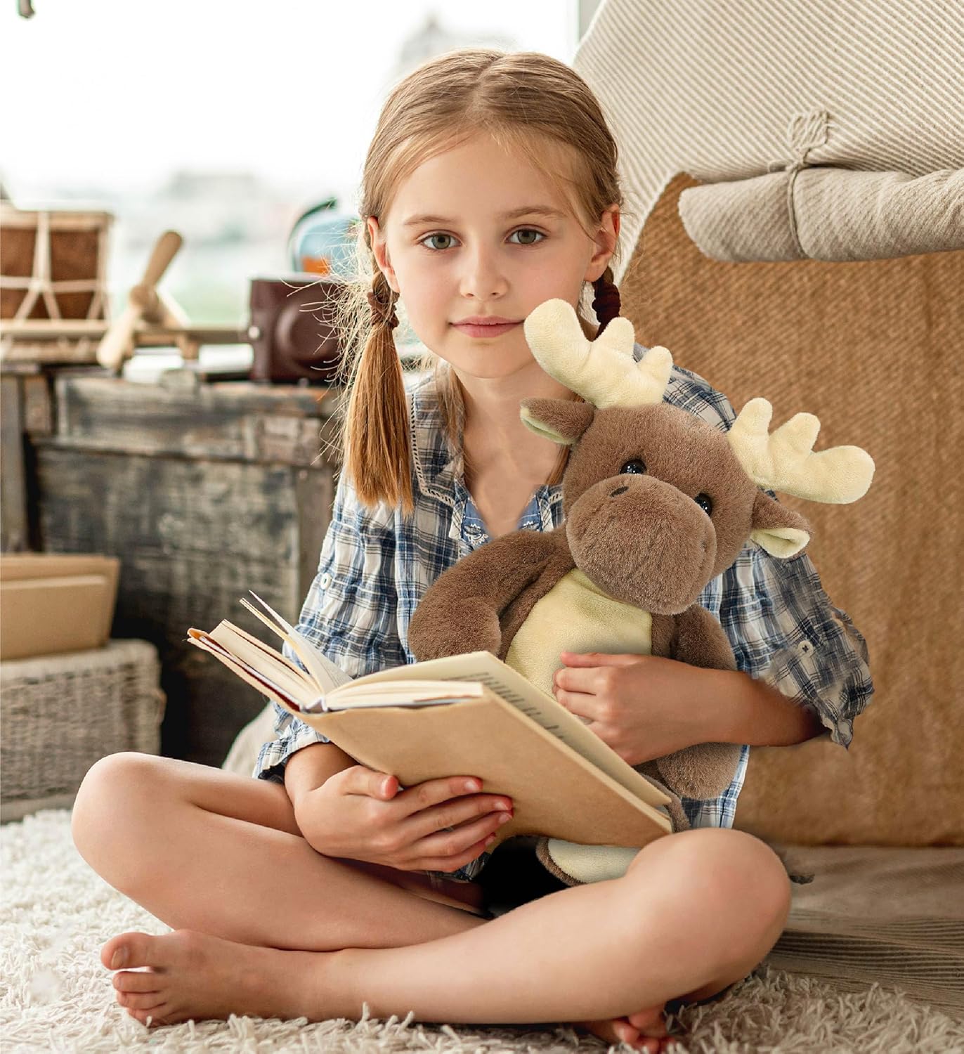 DolliBu Super Soft Moose Plush Toy - 9 Inches