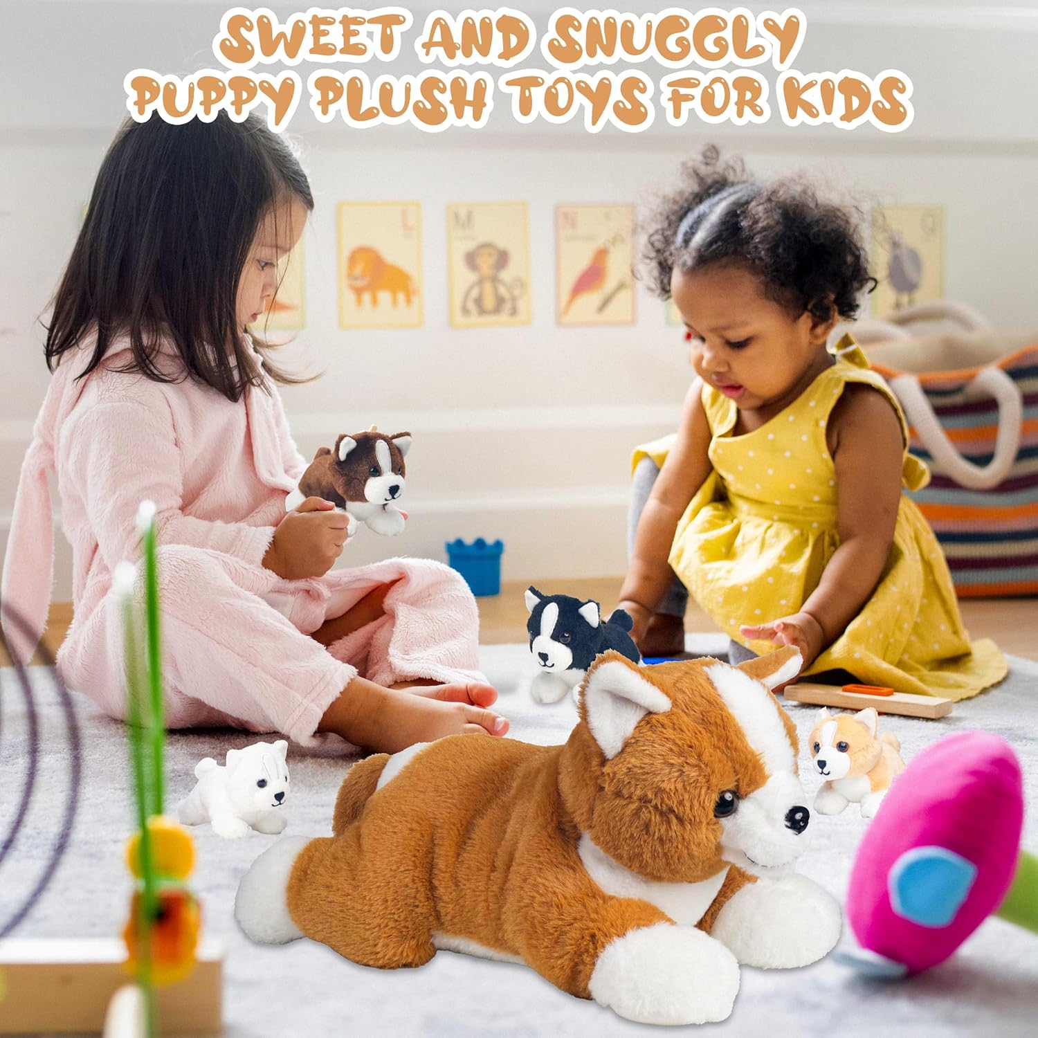 5 Pieces Dog Stuffed Animal Set with Babies Inside