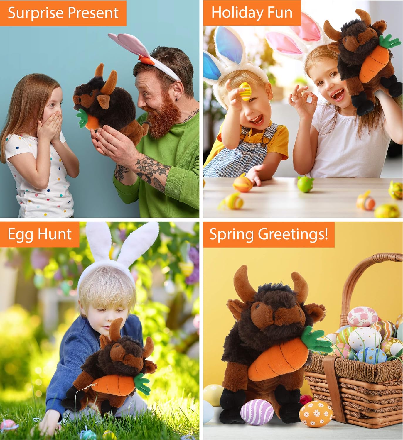 DolliBu Happy Easter Buffalo Plush with Carrot