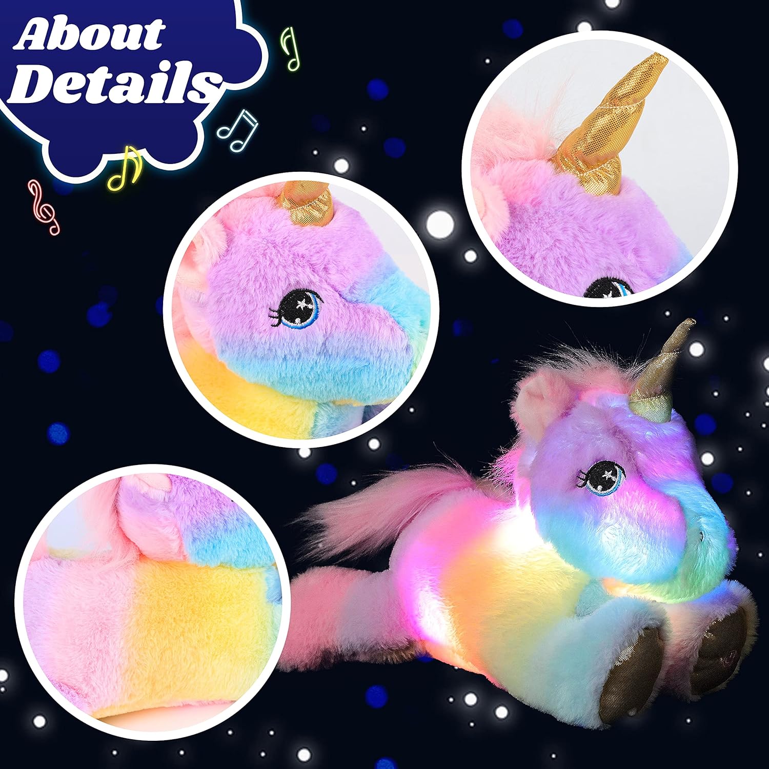 Cuteoy Musical Glowing Unicorn Plush Toy 13 Inch